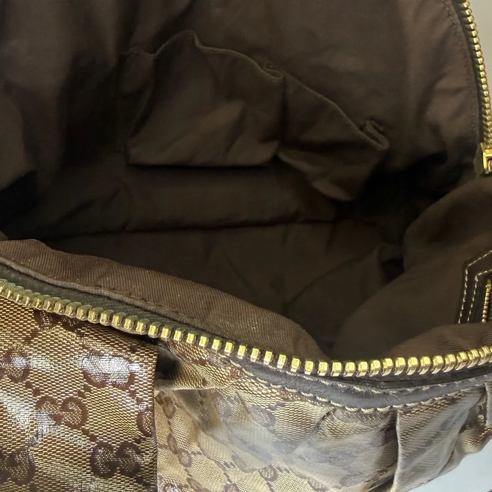 Gucci Beige/Brown GG Crystal Canvas Large Hysteria Hobo - Picture 9 of 14